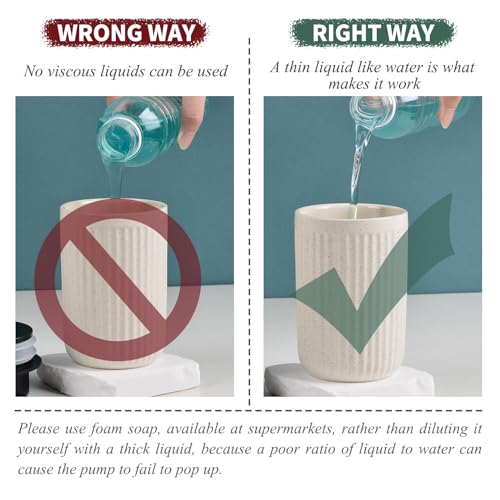 BosilunLife Foaming Soap Dispenser Set-Beige Ceramic Foam Soap Dispenser | 12oz with Rust Proof Pump, Easy Pressing, Refillable for Kitchen & Bathroom - 2 Pack - color: Beige-foam Pump