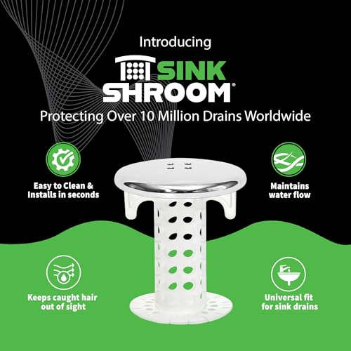 SinkShroom Revolutionary Bathroom Sink Drain Protector Hair Catcher, Strainer, Snare, Silicone , Brushed, Sinkshroom Chrome Edition, 1" -1.4" - color: Sinkshroom Chrome Edition
