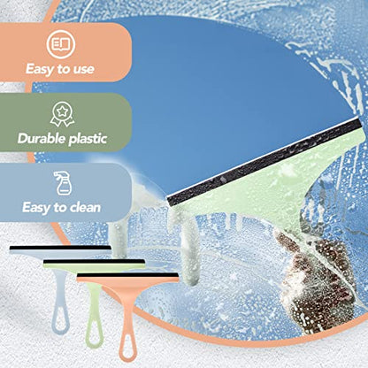 Didaey 48 Pcs Squeegee for Shower Glass Door, 8.7 Inch Silicone Shower Squeegee Small Glass Wiper Window Scrubber Household Cleaning Wiper Tool with Hanging Hole for Car Windshield, Pink, Blue, Green