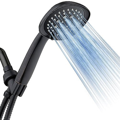 AquaDance, Oil-Rubbed Bronze Luxury Square 6-setting High-Pressure Hand Extra-Long 72" Stainless Steel Hose, Bracket, Solid Brass Fittings, Finish. Premium Handheld Shower Head from Top American - color: Oil Rubbed Bronze