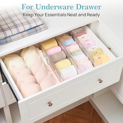Vtopmart 4" Regular Upgrade Drawer Dividers for Clothes, 12.8"-22.3" 8 Pack | Expandable Dresser Drawer Organizer, Clear Separator, Baby Clothing, Underwear, Cosmetics, Toiletries Storage, Space Saving - size: Regular-4" without Inserts