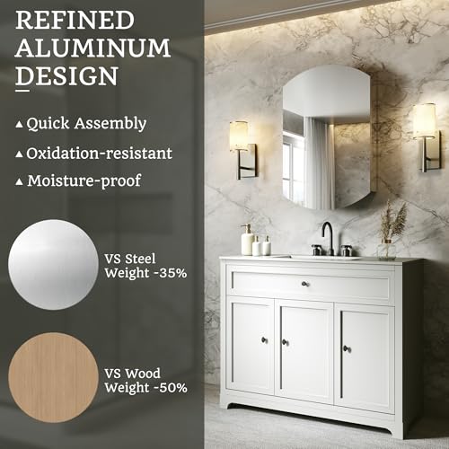 20 x 31 in Medicine Cabinet with Mirror and Side Panels, Silver | Surface or Recessed Medicine Cabinet Mirror with Storage, Adjustable Shelves, Aluminum Alloy Frame, Assembly Required - size: 20''x31''(V2)