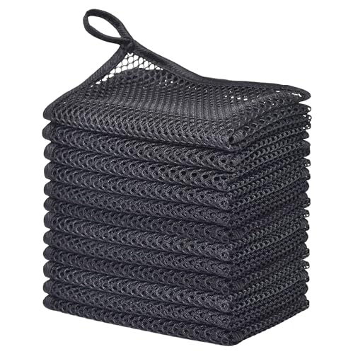 Mesh Dish Cloths for Kitchen, Dish Washing Net Rags 12"X12" | Mesh Dish Cloth, Kitchen Cleaning Rags, Order-Free, 12 Pack - color: 12xblack