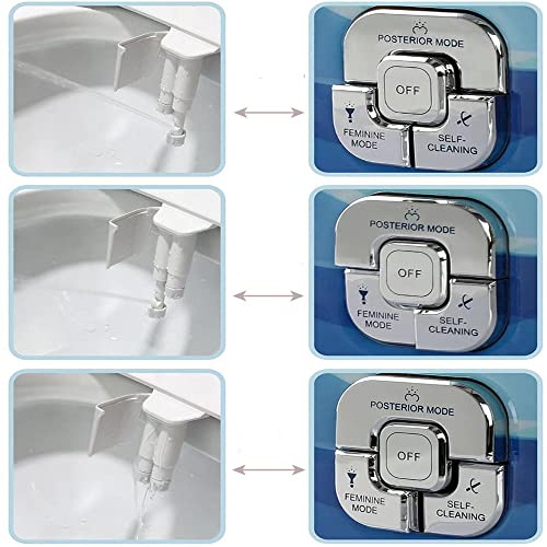 Non-Electric Mechanical Bidet for Toilet with Self Cleaning Dual Nozzle(Frontal & Rear Wash) Adjustable Water Pressure, Fresh Water Bidet Toilet Seat Attachment