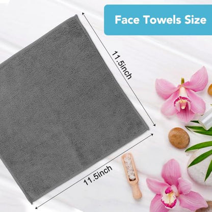 Orighty Wash Cloths, Face Towels 12x12 Inch 20 Pack | Soft Quick-drying Grey Washcloths, Multi-Purpose Microfiber Face Cloths for Bathroom, Gym, Spa, Hotel, Travel - color: Grey