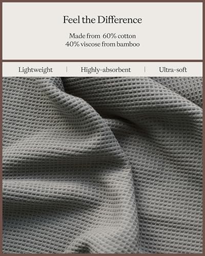 Cozy Earth Waffle Hand Towels, Mini Textured Waffle Weave Pattern | 60% Cotton 40% Viscose from Bamboo Hand Towels 20 x 30 Inches, Soft and Absorbent Terry, 2 Pack Charcoal - color: Charcoal, size: Hand Towel