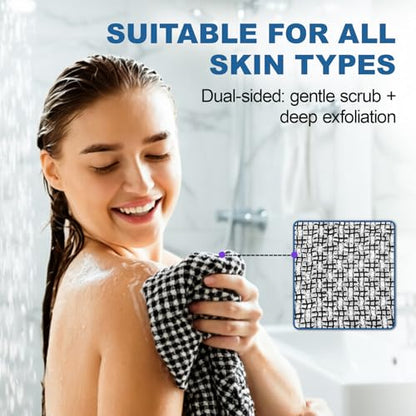 5 Pack Back Scrubber for Shower – Exfoliating Shower Towel, Japanese & Korean Scrub Washcloth, Body Exfoliator, Loofah/Luffa Sponge Bath Cloth, Exfoliating Scrub Towel, Back Washer for Women & Men