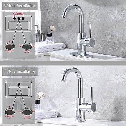 Chrome Bar Sink Faucet, Single Handle Single Hole Prep Sink Faucet, Lead-Free Stainless Steel with cUPC Certified Supply Lines, for Kitchen Bar RV Bathroom JU1100-CP - color: Chrome