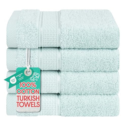 American Soft Linen Salem Washcloth Sets, 4 Piece Luxury 600 GSM 100% Cotton Washcloths for Bathroom, 13x13 inches Washrags Premium Quality Hand Face Towels, Mint - color: Mint Green, size: 13x13"