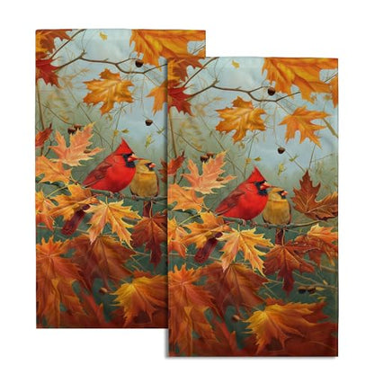 Giwawa Fall Birds Hand Towel Set of 2 Autumn Trees Maple Leaves Orange Towel Rustic Thanksgiving Face Towel Ultra Soft Fast Drying Seasonal Dish Wash Cloth for Hotel Bathroom Gym Home - color: Fall Birds
