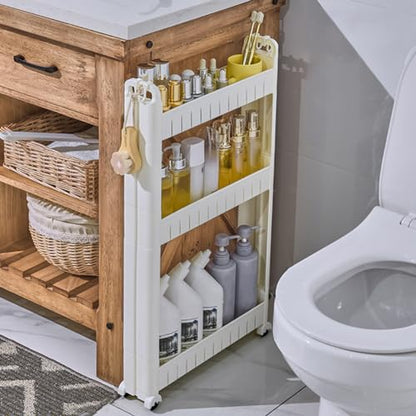 Slim Storage Car Durable Slim Storage Cabinet with Wheels Narrow Shelf Rack for Kitchen,Bathroom,Study,Office,Etc (3 Tier) - size: 3 Tier