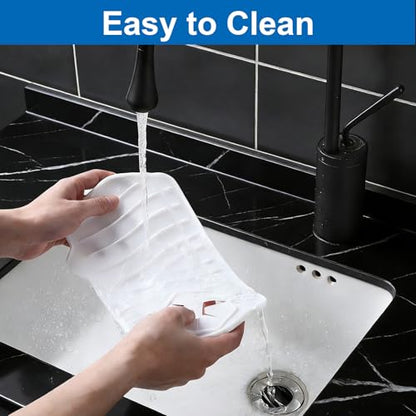 Silicone Sink Splash Guard, Multifunction Faucet Splash Guard, White Kitchen Faucet Mat for Kitchen and Bathroom Sink
