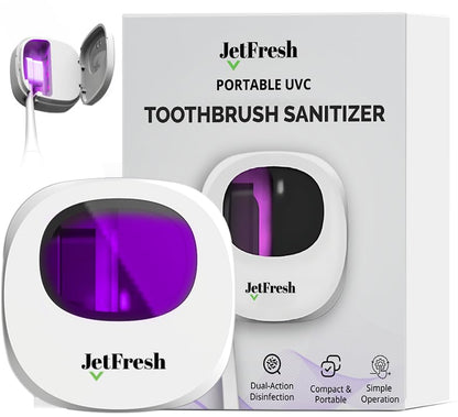 Portable UV Toothbrush Sanitizer Holder & Cleaner with UV Light & Magnetic Mounting - Rechargeable Toothbrush Sanitizer for Travel Cover, Wall Mounted UV Tooth Brush Sanitizer Holder Fits Most Brushes - color: White