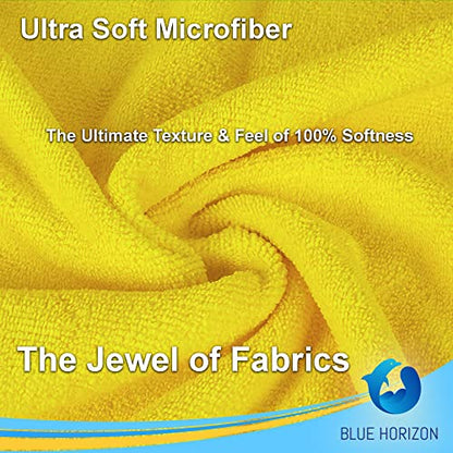 Blue Horizon Microfiber Cleaning Towels, Pack of 24, Ultra Soft Plush Washcloth, All Purpose Premium Microfiber Detailing Cleaning Cloths Reusable Shop Towels (16" x 16", Gold) - color: Gold