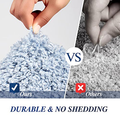 Walensee Bath Rug - Non Slip, Soft Microfiber Shaggy Mat (20 x 32, Ombre Blue) Water Absorbent, Machine Washable, Thick Plush Shower Mat - color: Ombre Blue, size: 20" x 32" Rectangular