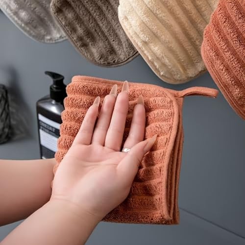 5pcs Hand Towel Set Super Absorbent Quick Dry Lint Free Hanging Loops 30x30cm for Bathroom Kitchen Travel Daily Use Home, Grey - color: Grey