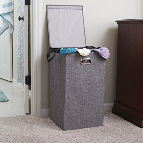 Household Essentials 5620 Collapsible Single Laundry Hamper with Magnetic Lid - Grey - color: Grey, style: Single