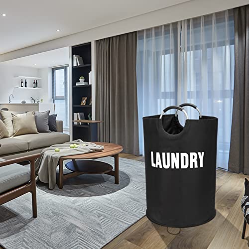 Maxsilan 160L XX-Large Laundry Basket Bag, Collapsible Tall Hamper, Black | Freestanding tall laundry bag & foldable washing basket. Extra large clothes storage bin with durable sturdy handles - color: Black, size: 160L