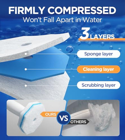 64 Count Refills for Clorox Toilet Wand, 5X Cleaning Power Toilet Bowl Cleaners with Exclusive Formula, High-Density Disposable Toilet Brush Scrubber - No Falling Apart, Fresh Fragrance