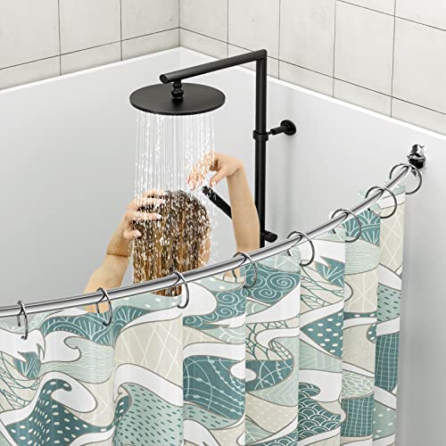 Mcrbeay Curved Shower Curtain Rod, Stainless Steel, Adjustable 40-72 inch | Heavy Duty, Extra Wide Round Shower Rod for Bathroom, Shower Stall, Bathtub, Rustproof, Silver - color: Silver, size: 40-72 Inches