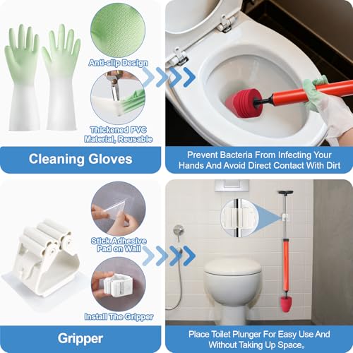 Toilet Plunger & Bathroom Plunger, High Pressure Heavy Duty - Powerful Air Drain Unclogger & Toilet Clog Remover, Premium Toilet Snake for Drains & Clogged Pipes