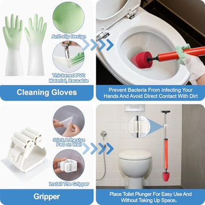 Toilet Plunger & Bathroom Plunger, High Pressure Heavy Duty - Powerful Air Drain Unclogger & Toilet Clog Remover, Premium Toilet Snake for Drains & Clogged Pipes