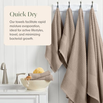 100% Cotton Bath Towel Set | 6-Piece Set | Textured | Cobblestone - color: Cobblestone, size: 6 Piece Set