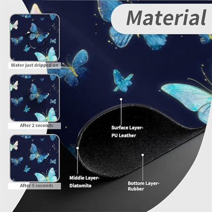 Kitchen Sink Splash Guard，Luminous Butterfly-1 Faucet Mat Sink Gadgets-Super Absorbent Fast Drying Mat Drip Catcher for Kitchen, Bathroom,Sink Mat, Dish Drying Mat, Bathroom(15" X 5.5" ) - color: Luminous Butterfly-1