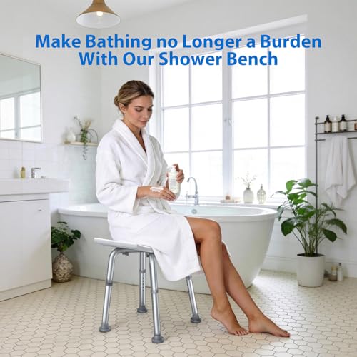 Adjustable Shower Chair for Bathtub, Non-Slip Seat for Seniors & Disabled | FSA/HSA Shower Stool for Inside Shower, Bath Chair with Padded Seat & Drainage Holes for Inside Standard Tub Use, 300LBS