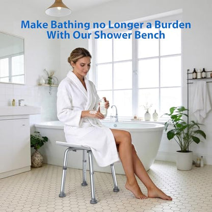 Adjustable Shower Chair for Bathtub, Non-Slip Seat for Seniors & Disabled | FSA/HSA Shower Stool for Inside Shower, Bath Chair with Padded Seat & Drainage Holes for Inside Standard Tub Use, 300LBS