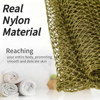 SPMKTBOZAI African Net Sponge Authentic, Exfoliating Net for Body Back | African Net Sponge with Knots| Long Stretch Net Sponge| African Net for Sensitive Skin| Durable & Quick Dry| Daily Use| Khaki - color: Khaki