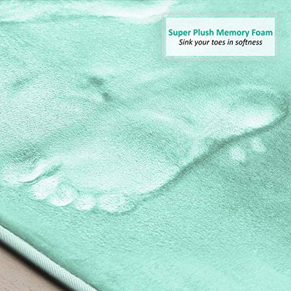 Clara Clark 3 Piece Bathroom Rugs Bath Mat Set, Velvet Memory Foam Bath Mats for Bathroom - Non-Slip, PVC Backing Bath Rugs, Washable - Dries Quickly, Blue - color: Light Blue