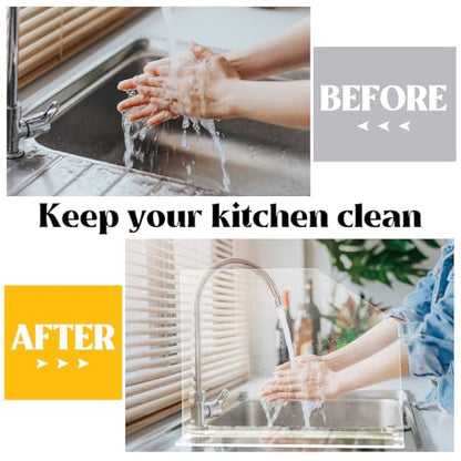 Vesici 2 Pcs Clear Acrylic Sink Splash Guard Freestanding Panel Barrier with Easy Reach Cutaway Kitchen Guard Protective Splatter Barrier for Home Hospital(19" Length, 14" Height, 4.5" Base) - size: 19" Length, 14" Height, 4.5" Base