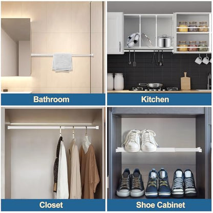 Cupboard Bars Spring Tension Rod, Adjustable 12-20 Inches, No Drilling Small Tension Shower Curtain Rod Ideal for Small Windows, Lockers, Kitchen，Wardrobes,4PC-13TD12-20WHx4 - color: white, size: 12"-20" 4pcs