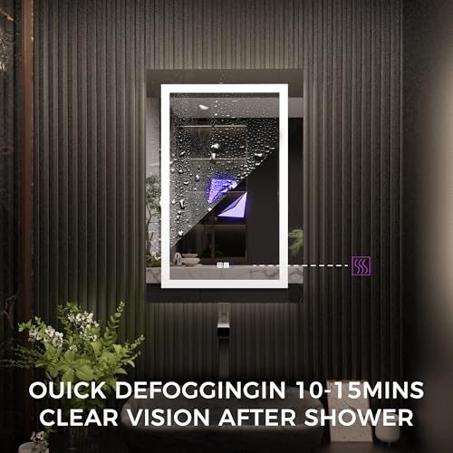Luxury LED Lighted Medicine Cabinet with Mirror Dimmable, Defogging, 24 inch Commercial Medicine Cabinet, Outlets for Apartments, Hotel, Right Hinge - size: 24"W x 36"H Right