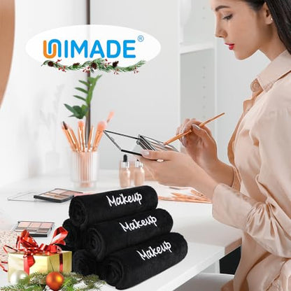 UNIMADE Makeup Remover Cloth, 48 Pack Black Facial Wash Cloths | Soft Coral Fleece Microfiber Towel for Face, Hand, and Bathroom(13" x 13") - size: 48 Pack