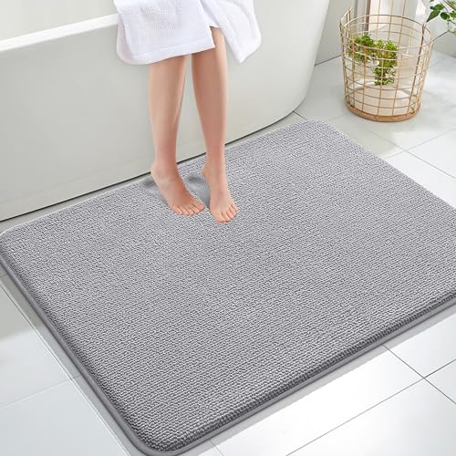 OLANLY Thick Memory Foam Large Bathroom Rug 40x32, Absorbent Bath Mat, Grey | Soft Quick Dry Bath Rugs, Non-Slip Carpet, Machine Washable Mat for Bathroom Floor, Tub and Shower, Home Decor Accessories - color: Grey, size: 40" X 32"