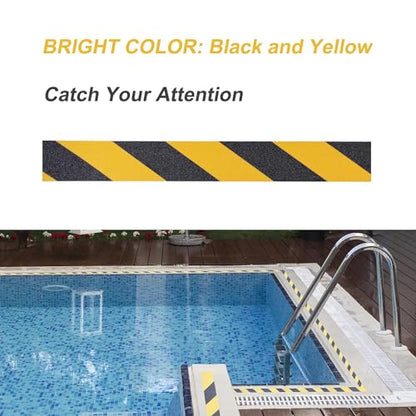 Anti Slip Safety Grip Tape 2 Inch x 60 Ft Heavy Duty Black & Yellow | Waterproof Non Skid Tread for Stairs, Steps, Floors, Staircases, Traction Caution Anti-Slip Strips Indoor/Outdoor Use - size: 2 Inch x 60 Ft