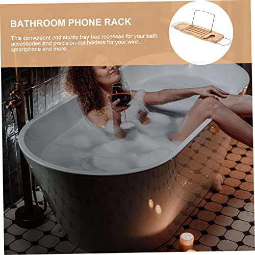 Expandable Bamboo Bathtub Shelf Bath Tray for Tubs Storage Organization