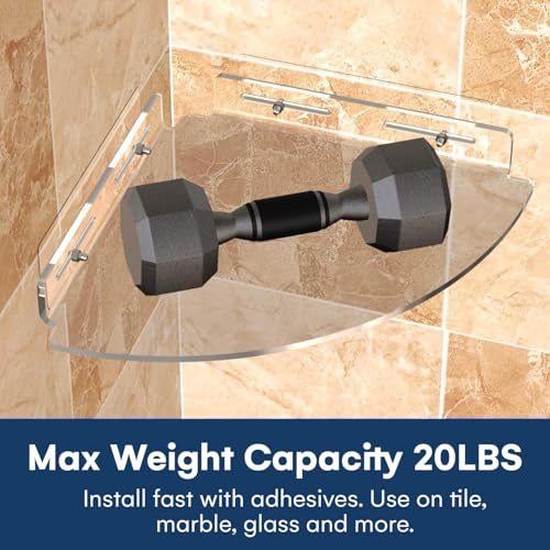 Floating Corner Shelf, Acrylic Clear Corner Shower Organizer Wall Mounted Storage Rack for Bathroom Kitchen Dorm Toilet