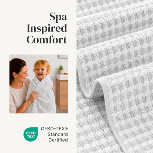 Modern Threads 6 Piece Cotton Bath Towel Set – Ultra Soft 600 GSM Towels – Bathroom Set with Hand Towels and Washcloths – Waffle (White) - color: White, style: Waffle