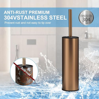 BGL Rose Gold Toilet Brush and Holder,Stainless Steel Toilet Brushes for Bathroom with Holder - color: Rose Gold