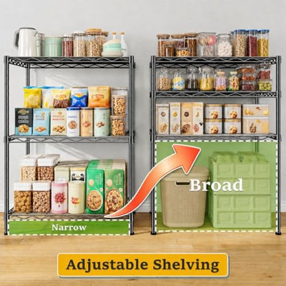 GRANNY SAYS 3-Tier Narrow Storage Shelves for Small Spaces, 18" W Metal Shelving Unit, Adjustable Storage Rack, Freestanding Shelf for Laundry Room, Bathroom, Kitchen Pantry, Black - size: 18"W x 35"H x 12"D