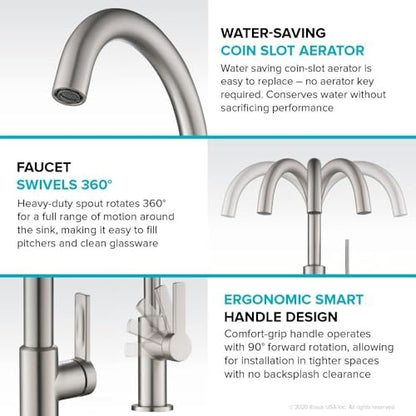 KRAUS Oletto Single Handle Kitchen Bar Faucet in Spot Free Stainless Steel, KPF-2822SFS - color: Spot Free Stainless Steel, style: Bar Faucet