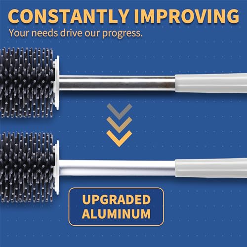 BOOMJOY Toilet Brush and Holder Set 2 Pack, Silicone Toilet Bowl Cleaner Brush, Toilet Scrubber Brush with Tweezers for Bathroom Cleaning, RV Accessories, House Organization Must-Haves - Gray - color: Gray
