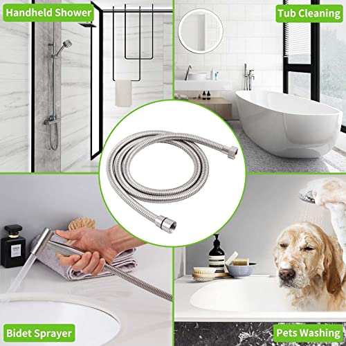 Angle Simple Brushed Nickel Flexible Shower Hose 59 Inches, 1/2" IPS | Stainless Steel Replacement Handheld Shower Head Hose, No Tangles - color: Brushed Steel, size: 59 Inch
