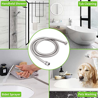 Angle Simple Brushed Nickel Flexible Shower Hose 59 Inches, 1/2" IPS | Stainless Steel Replacement Handheld Shower Head Hose, No Tangles - color: Brushed Steel, size: 59 Inch