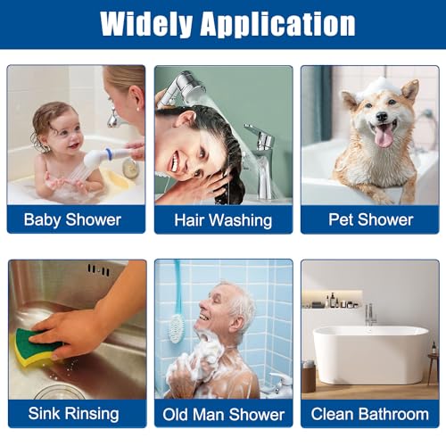 Sink Sprayer Attachment for Faucet, Kitchen Bathroom On/Off Handheld Shower Head with Flexible Hose, Faucet Aerator & Diverter Valve, Connect Different Sink Faucets, for Hair Washing Pet Shower