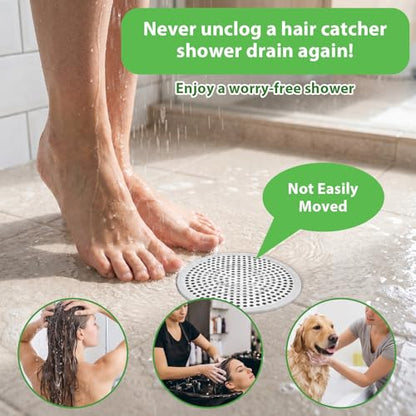 Flat Shower Drain Hair Catcher 4.71" Round Hair Strainer for Shower Drain | Shower Drain Cover Hair Catcher Stainless Steel Universal Filter Hairs Trap Stopper For Drains Showers Room Bathroom