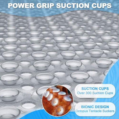 Bathtub and Shower Mats, 40x16 Inch Extra Large Non Slip Soft Bath Tub Mat with Suction Cups and Drain Holes for Bathroom Floor and Keep Tubs Clean, Machine Washable, Clear Gray - color: Clear Gray